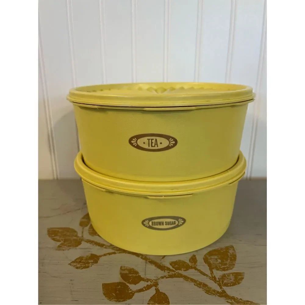 Vintage Tupperware Servalier cannisters yellow set of 2